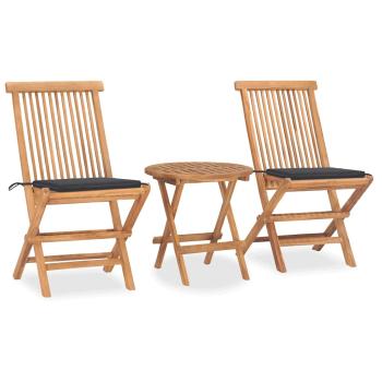 ARDEBO.de - 3-tlg. Garten-Essgruppe mit Kissen Klappbar Massivholz Teak