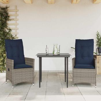 ARDEBO.de - Gartenstühle Verstellbar 2 Stk. mit Kissen Grau Poly Rattan