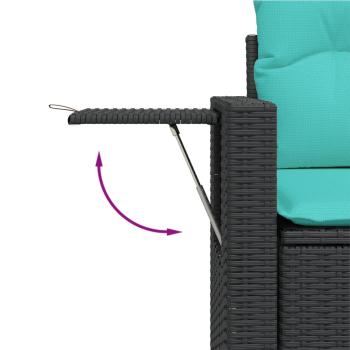 5-teiliges Gartensofa-Set mit Kissen, schwarzes Polyrattan