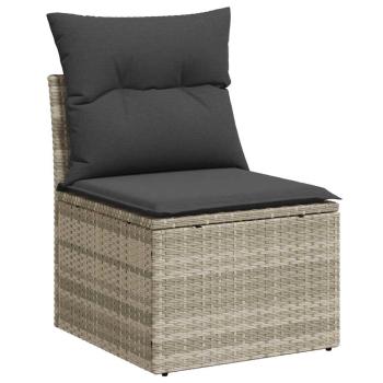 9-teiliges Gartensofa-Set mit Kissen, grau, Polyrattan