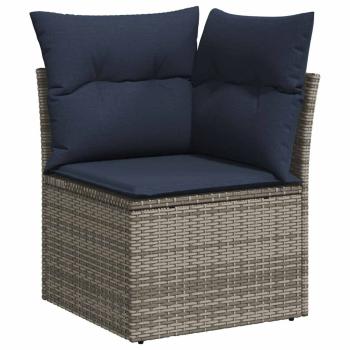 10-teiliges Gartensofa-Set mit Kissen, grau, Polyrattan