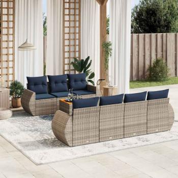 ARDEBO.de - 8-teiliges Gartensofa-Set mit Kissen, grau, Polyrattan