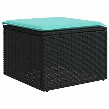 8-teiliges Gartensofa-Set mit Kissen, schwarzes Polyrattan