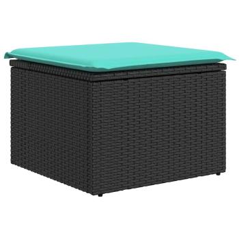 11-teiliges Gartensofa-Set mit Kissen, schwarzes Polyrattan