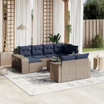 ARDEBO.de - 11-teiliges Gartensofa-Set mit Kissen, grau, Polyrattan