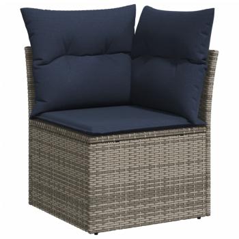 6-teiliges Gartensofa-Set mit Kissen, grau, Polyrattan