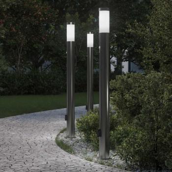ARDEBO.de - Pollerleuchten mit Sensor&Steckdose 3er 110 cm Edelstahl IP44