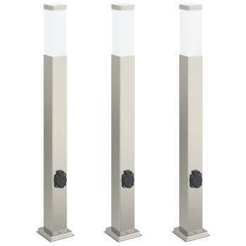 Pollerleuchten mit Auslass 3 Stk. 80 cm Edelstahl IP44
