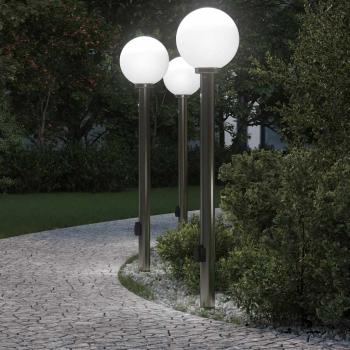ARDEBO.de - Pollerleuchten mit Sensor&Steckdose 3 Stk. 120 cm Edelstahl IP44