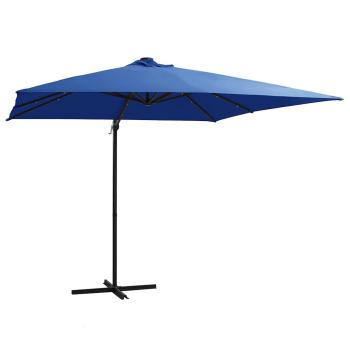 ARDEBO.de - Ampelschirm mit LED-Beleuchtung Stahl-Mast 250x250 cm Azurblau