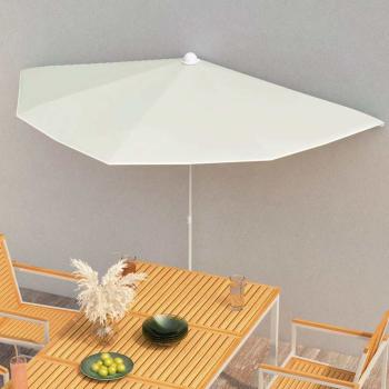 ARDEBO.de - Halb-Sonnenschirm mit Mast 180x90 cm Sandfarbe