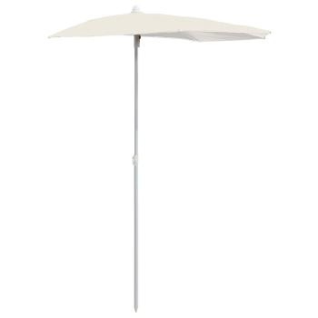 Halb-Sonnenschirm mit Mast 180x90 cm Sandfarbe
