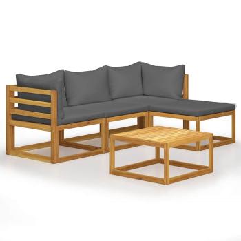 5-tlg. Garten-Lounge-Set mit Auflagen Massivholz Akazie