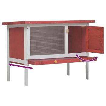 Kaninchenstall 1 Ebene Rot Holz