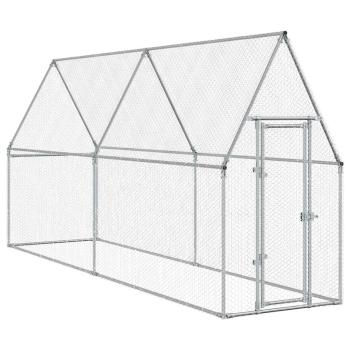 Hühnerkäfig Silbern 400x100x190 cm Verzinkter Stahl