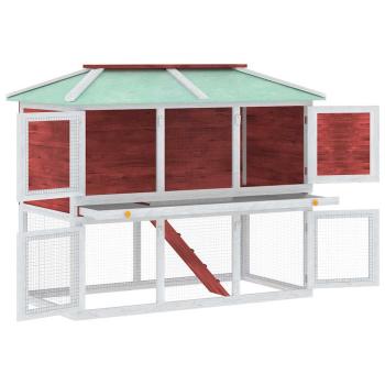 Kleintier-/Kaninchenstall 2 Etagen Rot Holz