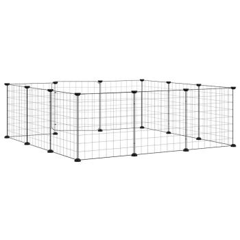 12-Panel-Haustierkäfig mit Tür Schwarz 105x105x35 cm Stahl