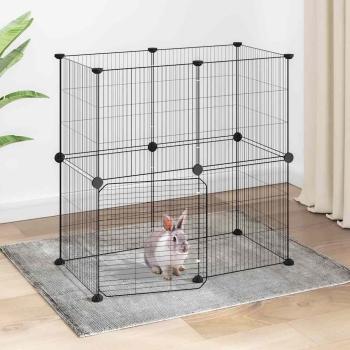 ARDEBO.de - 12-tlg. Haustierkäfig mit Tür Schwarz 70x35x70 cm Stahl