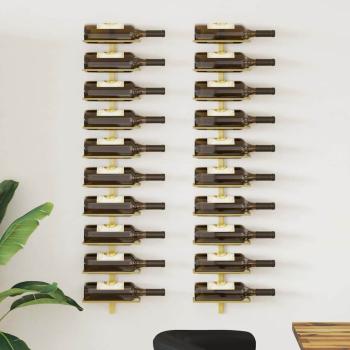 ARDEBO.de - Wand-Weinregale f?r 10 Flaschen 2 Stk. Golden Metall