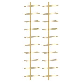 Wand-Weinregale f?r 10 Flaschen 2 Stk. Golden Metall