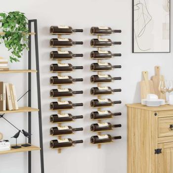 Wand-Weinregale f?r 10 Flaschen 2 Stk. Golden Metall