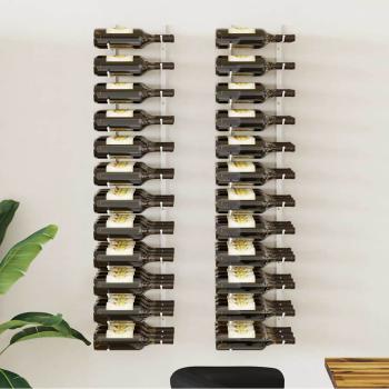 ARDEBO.de - Wand-Weinregal für 36 Flaschen 2 Stk. Weiß Eisen