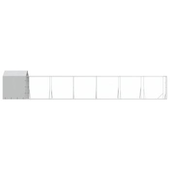 Outdoor-Hundezwinger mit Dach Silbern 2x14x2,5 m Stahl Verzinkt