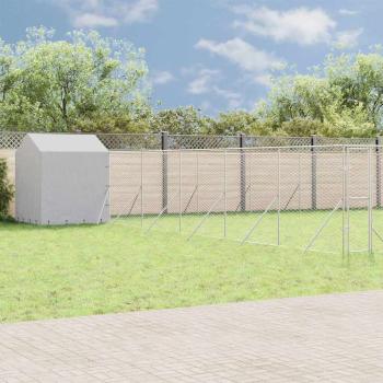 ARDEBO.de - Outdoor-Hundezwinger mit Dach Silbern 12x12x2,5m Stahl Verzinkt