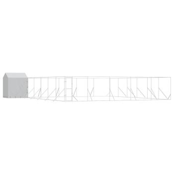 Outdoor-Hundezwinger mit Dach Silbern 12x12x2,5m Stahl Verzinkt