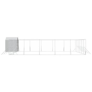 Outdoor-Hundezwinger mit Dach Silbern 12x12x2,5m Stahl Verzinkt