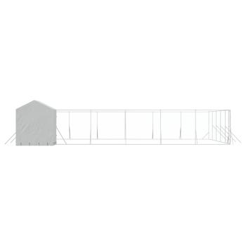 Outdoor-Hundezwinger mit Dach Silbern 12x12x2,5m Stahl Verzinkt