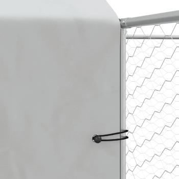 Outdoor-Hundezwinger mit Dach Silbern 12x12x2,5m Stahl Verzinkt