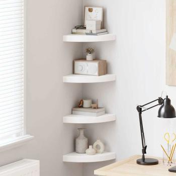 ARDEBO.de - Schwebende Eckregale 4 Stk. Hochglanz-Wei? 25x25x3,8 cm MDF