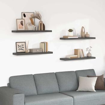 ARDEBO.de - Schweberegale 4 Stk. Hochglanz-Grau 90x23,5x3,8 cm MDF