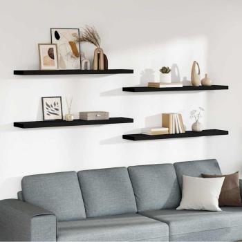 ARDEBO.de - Schweberegale 4 Stk. Schwarz 120x23,5x3,8 cm MDF
