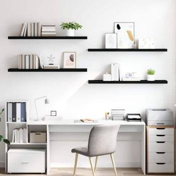 Schweberegale 4 Stk. Schwarz 120x23,5x3,8 cm MDF