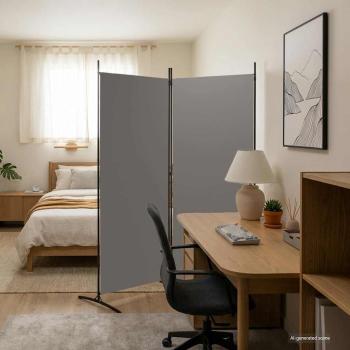 ARDEBO.de - 2-tlg. Paravent Anthrazit 175x180 cm Stoff
