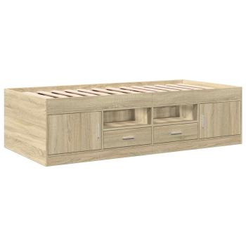 Bettgestell mit Stauraum Sonoma-Eiche 80 x 200 cm Holzwerkstoff