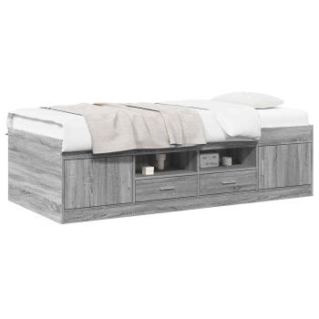Bettgestell mit Stauraum Grau Sonoma 80 x 200 cm Holzwerkstoff