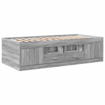 Bettgestell mit Stauraum Grau Sonoma 80 x 200 cm Holzwerkstoff