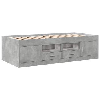 Bettgestell mit Stauraum Betongrau 80 x 200 cm Holzwerkstoff
