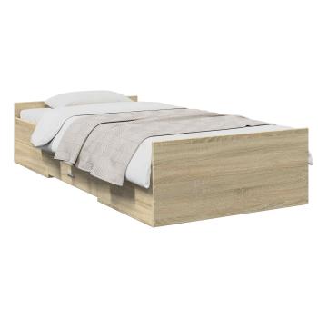 Bettgestell mit Stauraum Sonoma-Eiche 80 x 200 cm Holzwerkstoff