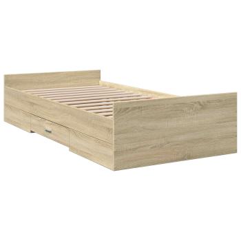 Bettgestell mit Stauraum Sonoma-Eiche 80 x 200 cm Holzwerkstoff