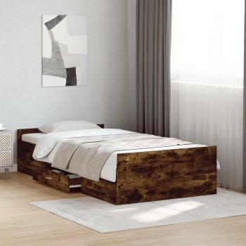 ARDEBO.de - Bettgestell mit Stauraum Geräucherte Eiche 80 x 200 cm
