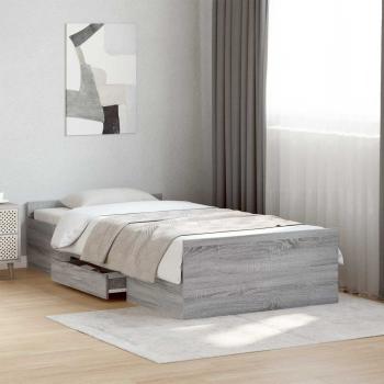ARDEBO.de - Bettgestell mit Stauraum Grau Sonoma 80 x 200 cm Holzwerkstoff