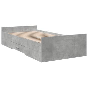 Bettgestell mit Stauraum Betongrau 80 x 200 cm Holzwerkstoff