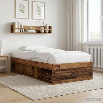 ARDEBO.de - Bettgestell mit Stauraum Altholz 80 x 200 cm Holzwerkstoff