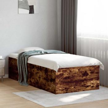ARDEBO.de - Bodenbettgestell Geräucherte Eiche 80 x 200 cm Holzwerkstoff