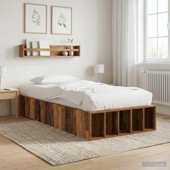 ARDEBO.de - Bettgestell mit Stauraum Altholz 80 x 200 cm Holzwerkstoff