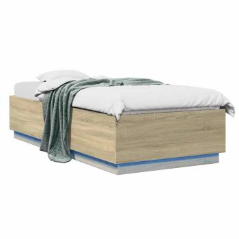 Bettgestell mit LED Sonoma-Eiche 80 x 200 cm Holzwerkstoff